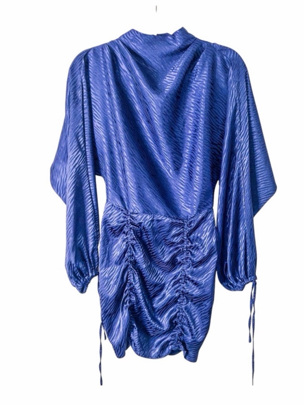 Zara Shimmering Royal Blue Ruched Long-Sleeve Tunic